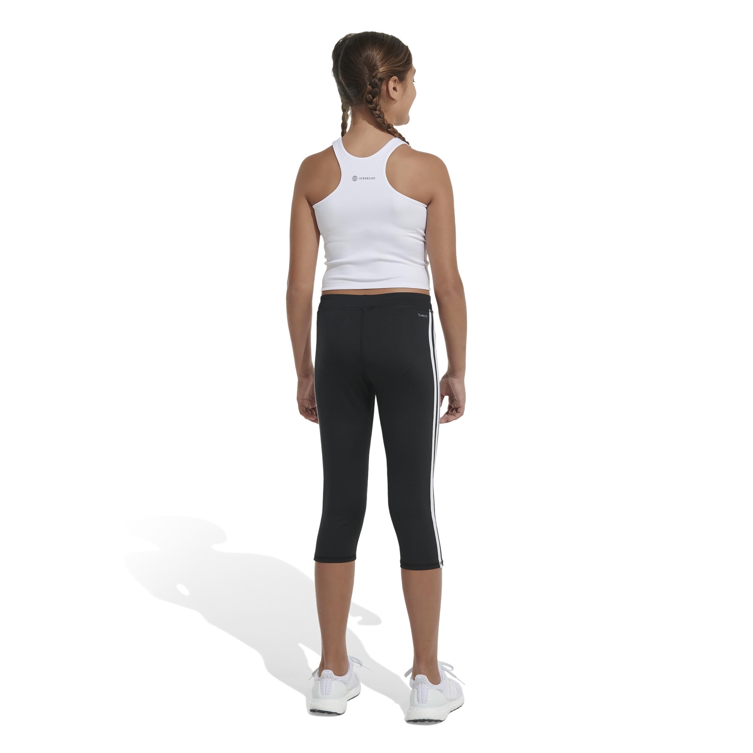adidas Sujetador deportivo sin mangas de compresi n que absorbe la humedad para ni as, blanco, 10-12