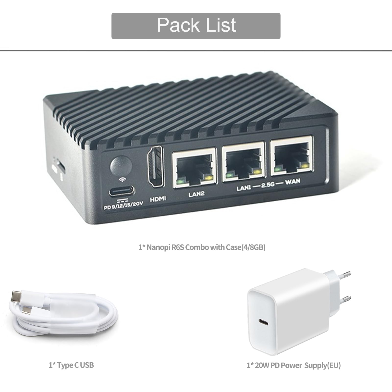 FriendlyELEC NanoPi R6S mini router, 4/8 GB RAM 64 GB eMMC RK3588S