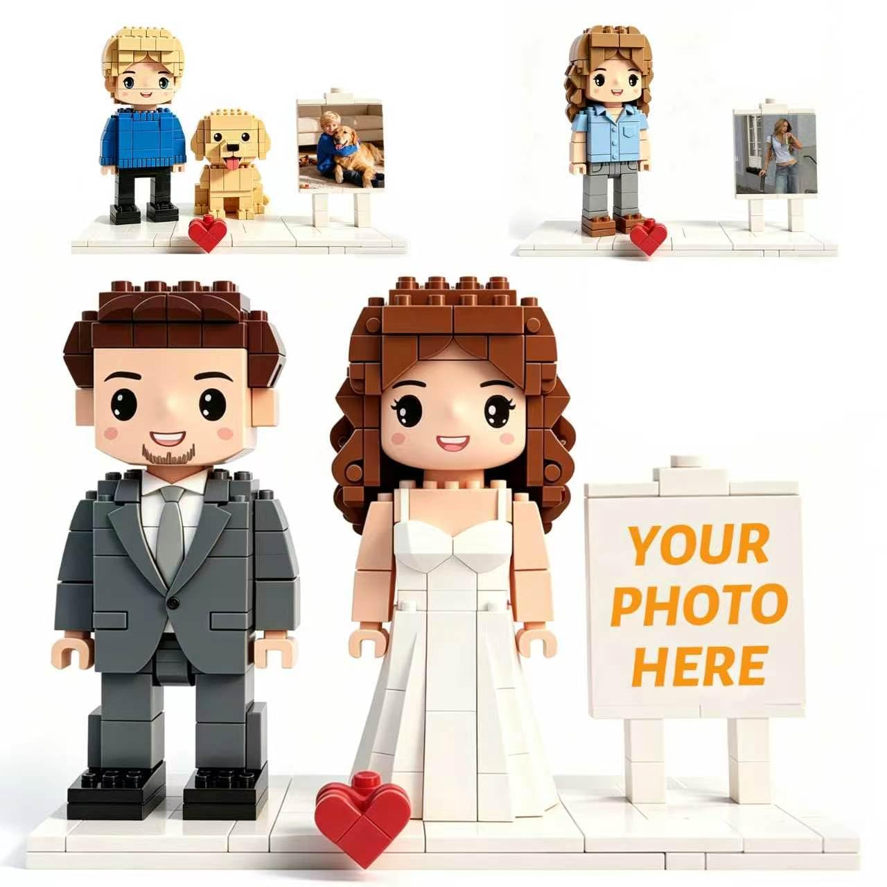 LOVEVEN Personalised Custom Photo Building Blocks,Romantic Customised Keepsake Gift for Wedding, Birthday, Anniversary, Valentine’s Day, Engagement for Couples & Family