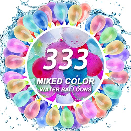 333 PCS Globos de Agua Llenado Rapido, Globos de Agua 60 Segundos autosellables Llenado Ultra Rápido, Multicolores Globos de Agua para Fiesta Globos de Agua con Batalla en la Playa Cover