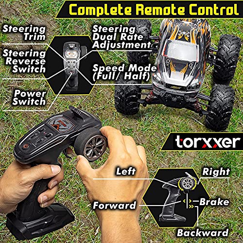 Torxxer 1:16 Scale Brushless Rc Truck - High Speed Hobby Grade Rc Car, Hits 33Mph - Off Road 4Wd For Grip On Any Terrain - Ready To Run Waterproof Trophy Truck (Green) #TOP4