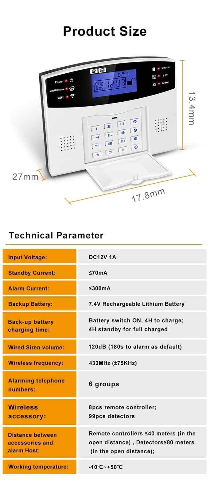 Sistema di Allarme di Sicurezza Domestica, di Allarme gsm 433 MHz Allarme di Sicurezza antifurto Domestico Compatibile con Tuya Smart App