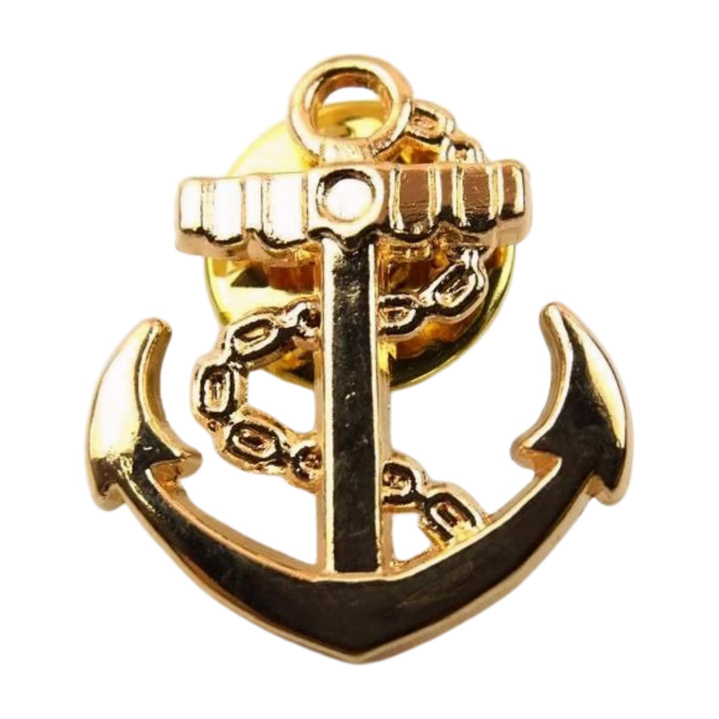 [F NODE] イカリ型 ピンバッジ ピンズ 錨 アンカー イカリ バッジ 留め具 バッチ おしゃれ 飾り方 使い方 付け方 バッヂ 徽章 バタフライクラッチ キャッチ 碇 レディース メンズ キッズ (ゴールド)