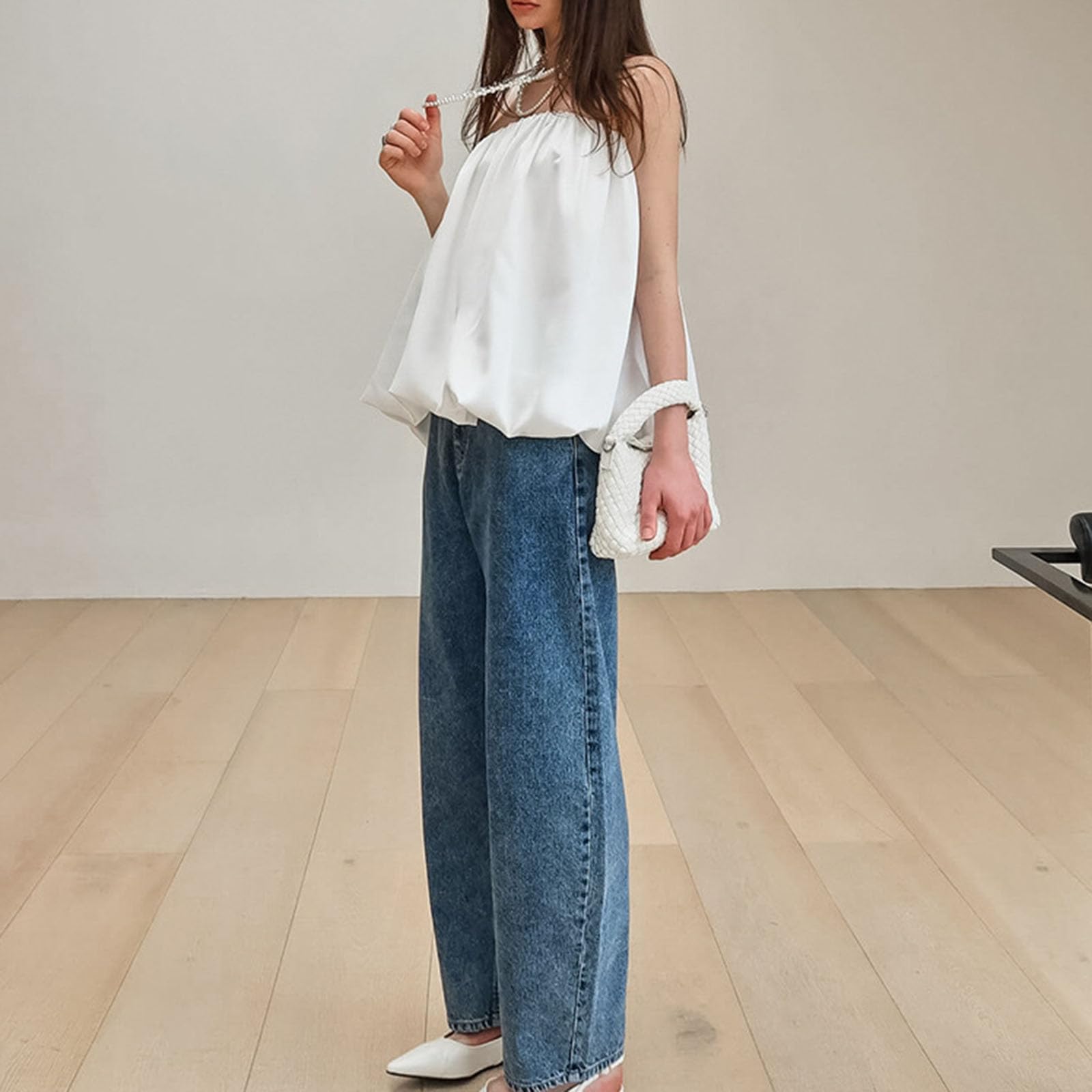 Hauts tube pour femmes sans bretelles, hauts froncés amples, haut bandeau décontracté, débardeurs bandeau sans manches, chemise