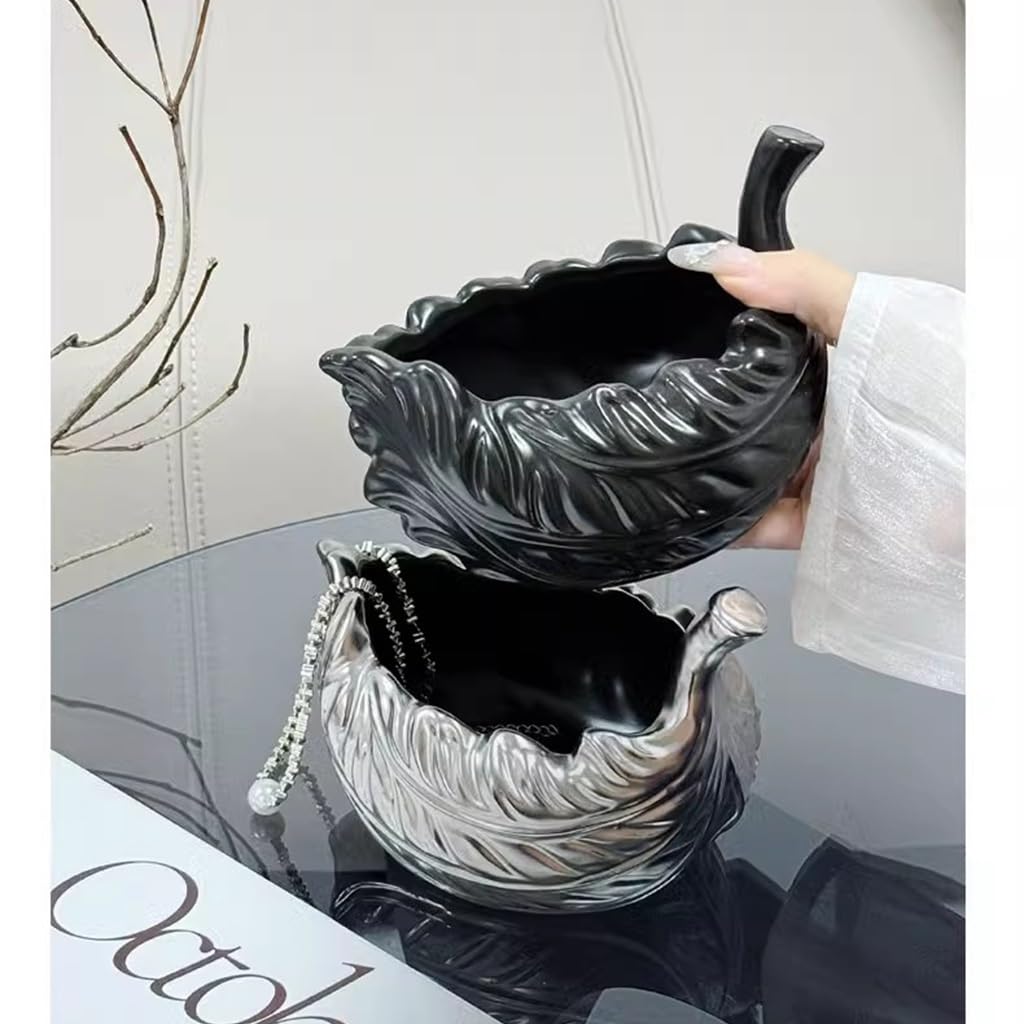 Generico Bandeja de Almacenamiento de Joyas Estilo Hoja, bandejas de cerámica Decorativas, Bandeja para Llaves, decoración de Mesa de Centro, Almacenamiento, Soporte para Llaves, Estante, a