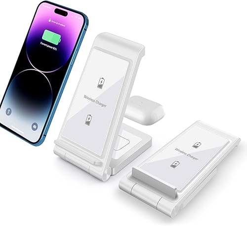 Cargador inalámbrico de 25 W, estación de carga inalámbrica plegable 2 en 1 para Apple iPhone 1514131211ProSEX8Airpods, PDKUAI 15W soporte de carga