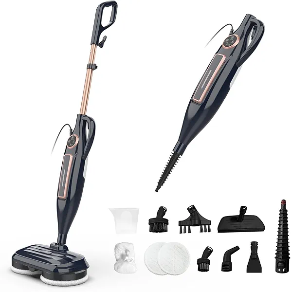 DEVOAC Scrubbing Steam Mop with Rotating Mop Pads,10 in 1 Steam Mop, 3 Steam Modes & LED Headlights for Hard Floor Laminate Marble Floors