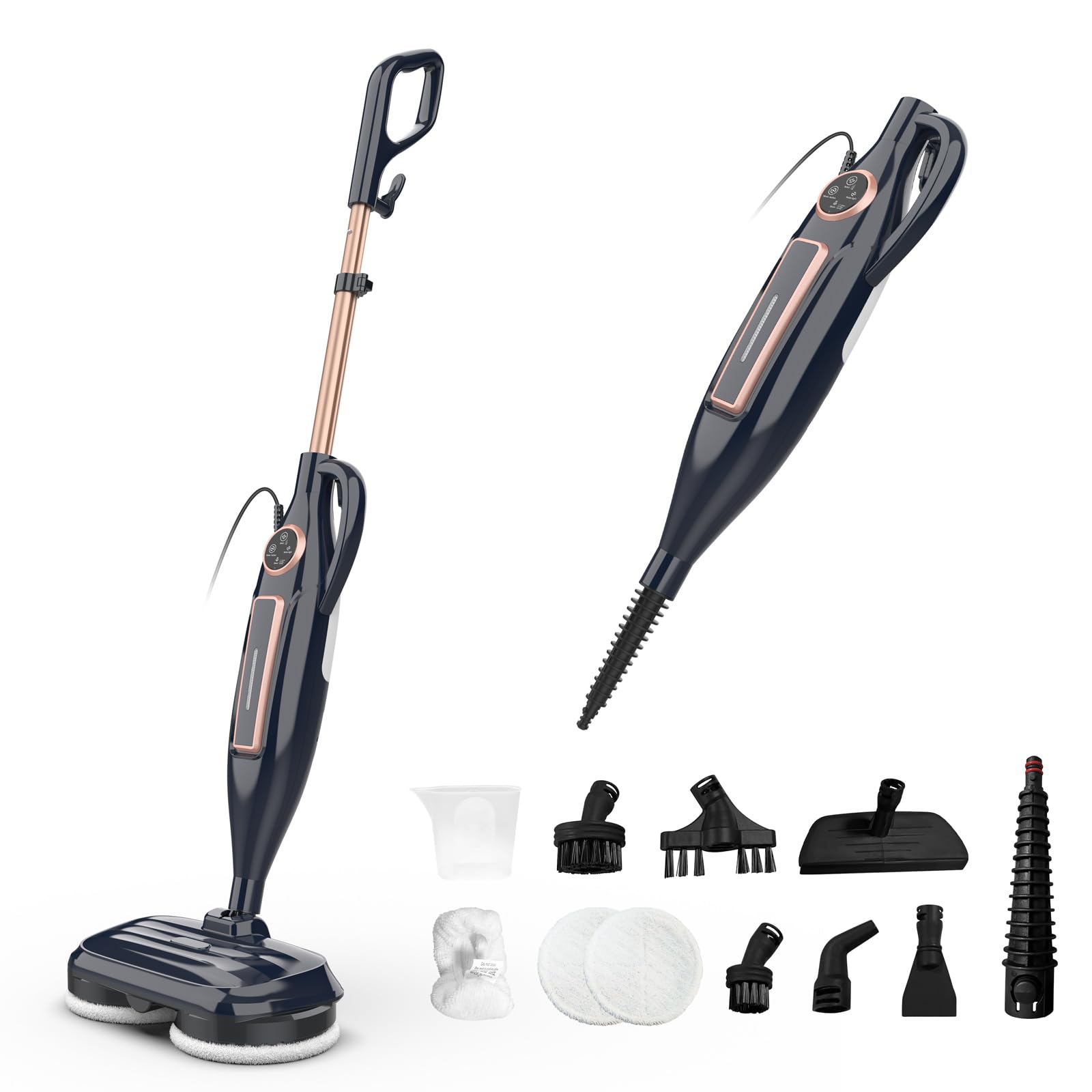 DEVOAC Scrubbing Steam Mop with Rotating Mop Pads,10 in 1 Steam Mop, 3 Steam Modes & LED Headlights for Hard Floor Laminate Marble Floors