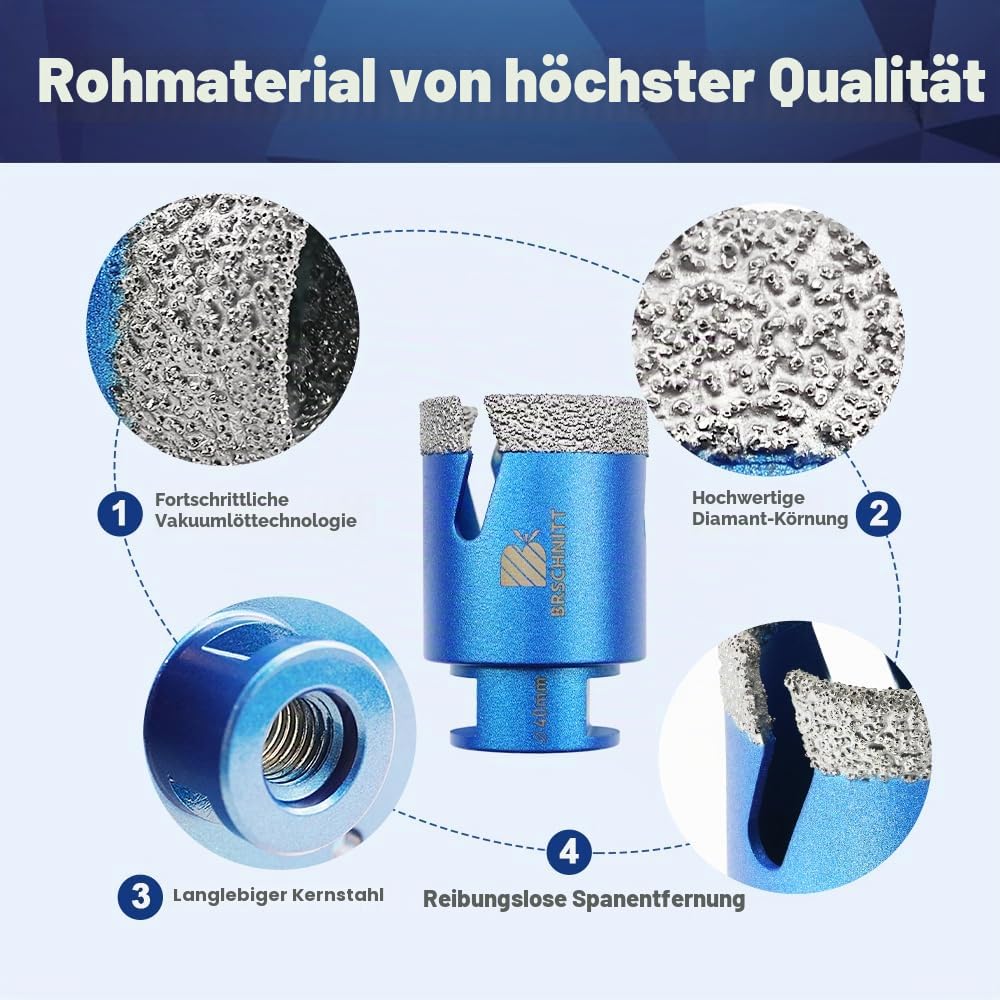 Fliesen Lochsäge Kit Diamant 25/35/50/68MM - Dimoand Kernbohrer für Porzellan Fliesen Keramik Marmor Granit 125MM Cut Disc