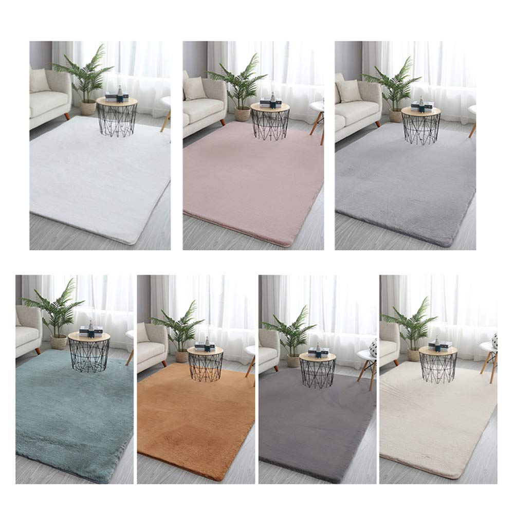 Tappeto in finta pelliccia di coniglio, ultra morbido vellutato, per sedia, divano, divano, divano, salotto, beige, 160 x 230 cm