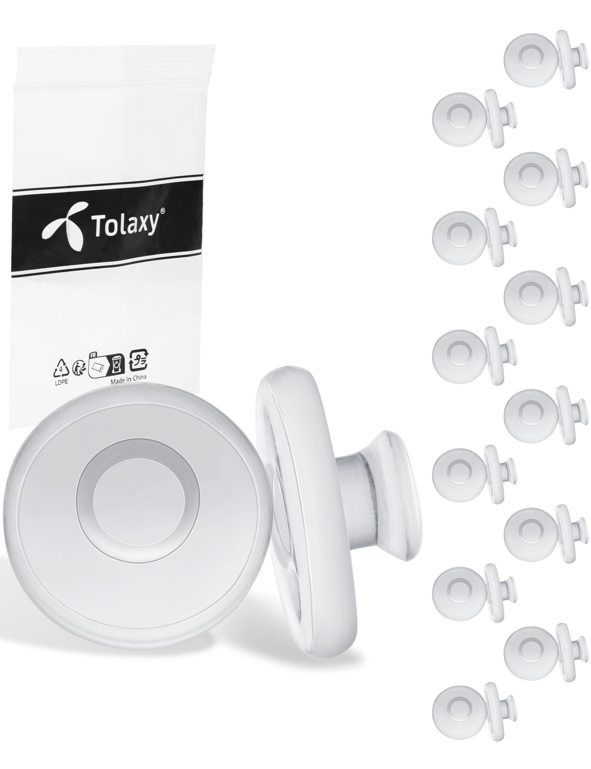 Tolaxy 12 Pairs Push-in Eyeglass Nose Pads, 9mm Clear Glasses Replacement Nose Pieces, Anti-Slip Soft Silicone Nose Bridge Pads