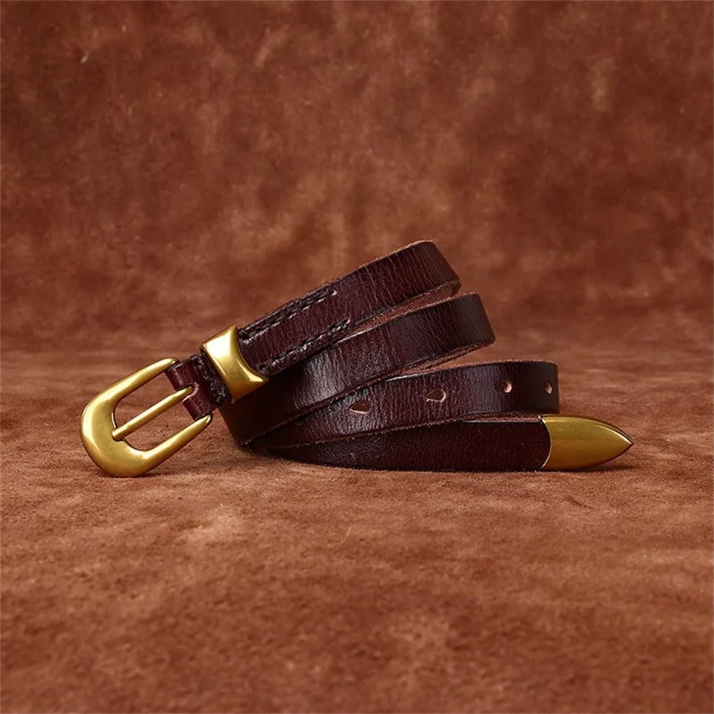 1.8Cm Leather Belt For Women All-Match Vintage First Layer Cowhide Gold Buckle Belt