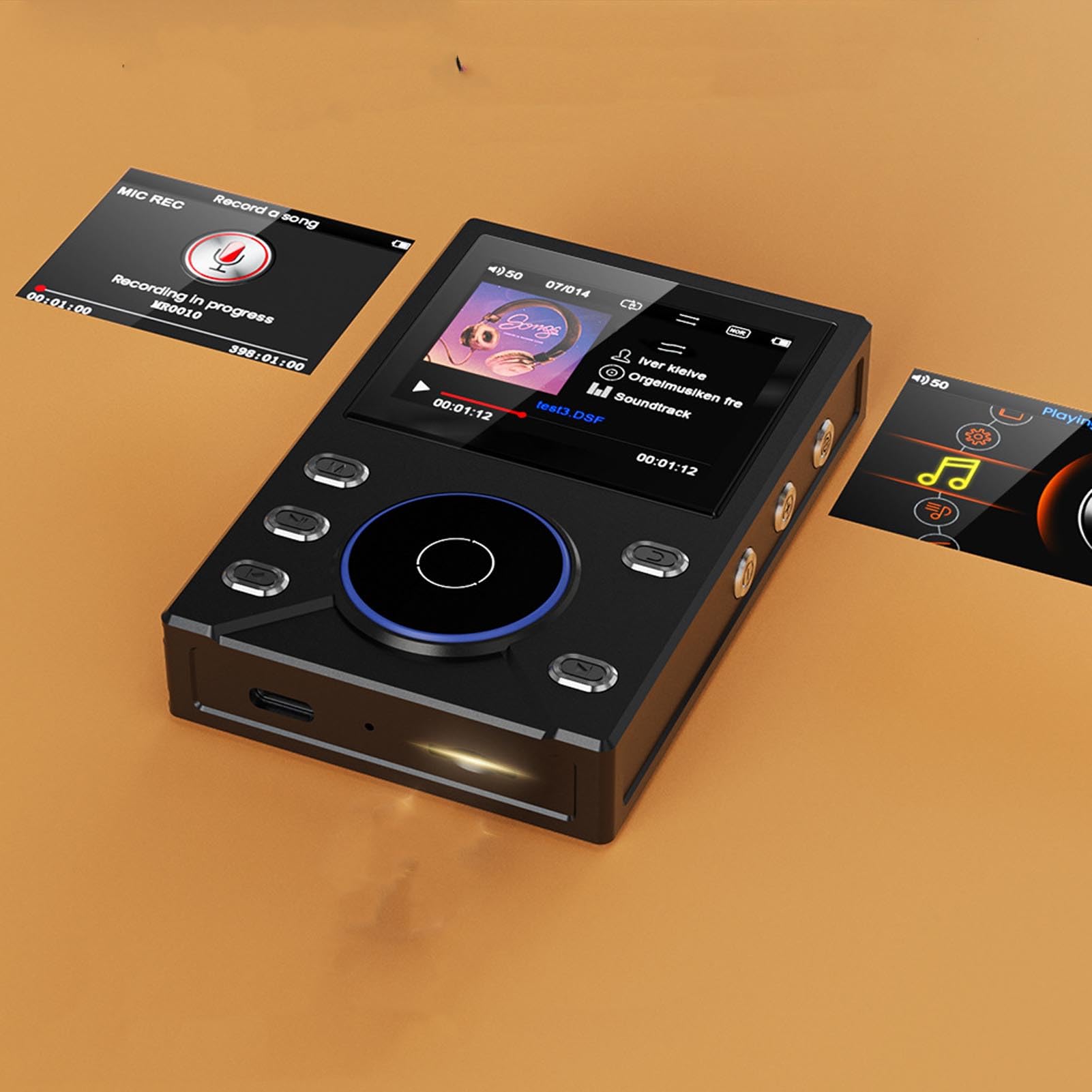 KIMISS Lettore MP3 HiFi, Lettore Audio Bluetooth DSD Lossless per Appassionati di Musica - Musicale Digitale Ad Alta Risoluzione con Memoria Espandibile da 256 GB (Scheda di memoria piccola da 128 GB)