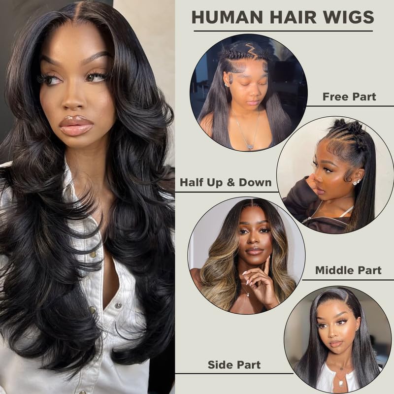 Chocolate Brown Human Hair Wig 13X4 Straight Lace Front Wigs Human Hair 180 Density HD Frontal Wigs Pre Plucked Glueless Brown Lace Front Wig for Women 26 Inch