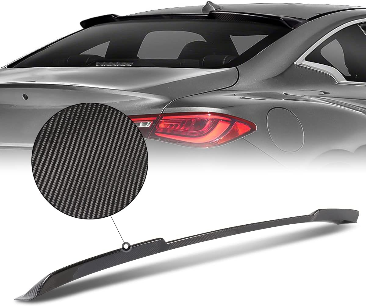 Auto Dynasty Rear Window Roof Spoiler Compatible with Infiniti Q60 Coupe 2017-2022, Glossy Black, Carbon Fiber