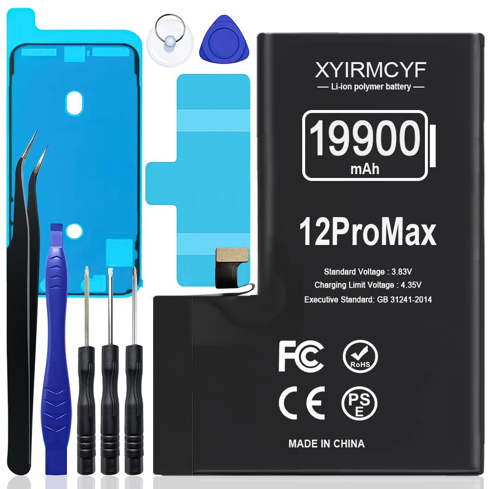 19900mAh Super Capacity Battery Compatible with iPhone 12 Pro Max, 0 Cycle Li-Polymer Replacement Battery for iPhone 12 Pro Max, with Professional Repair Tool Kit