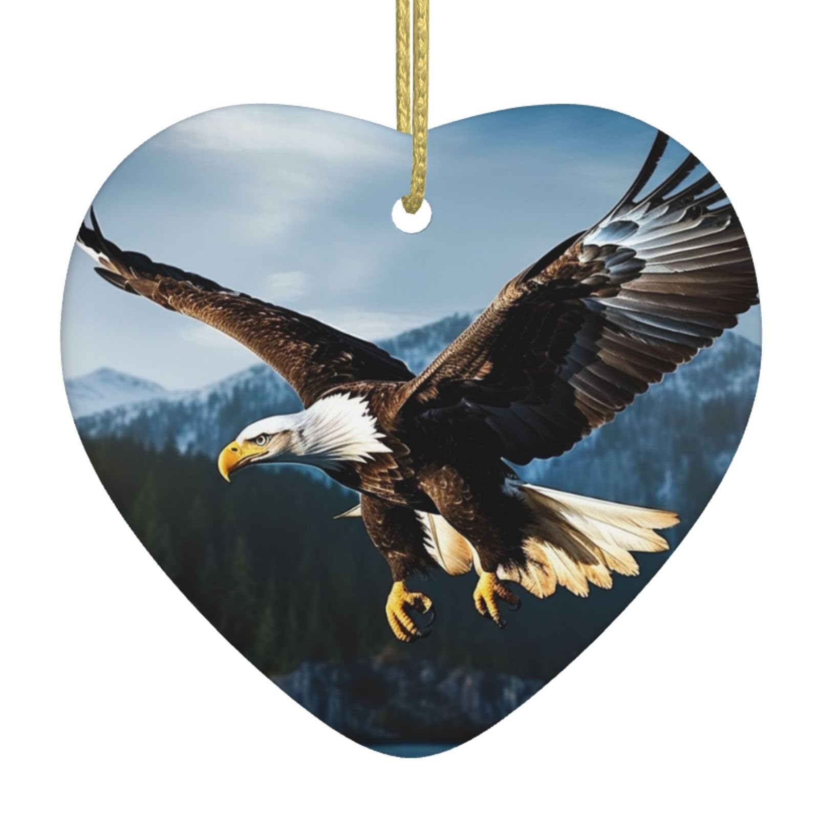 Fodpand Women's White Eagle At Hunting Christmas Ornaments 2025, Gift Exchange For Men, Collectible Ceramic Ornament Heart Hanging Ornaments For Christmas Tree Decoration
