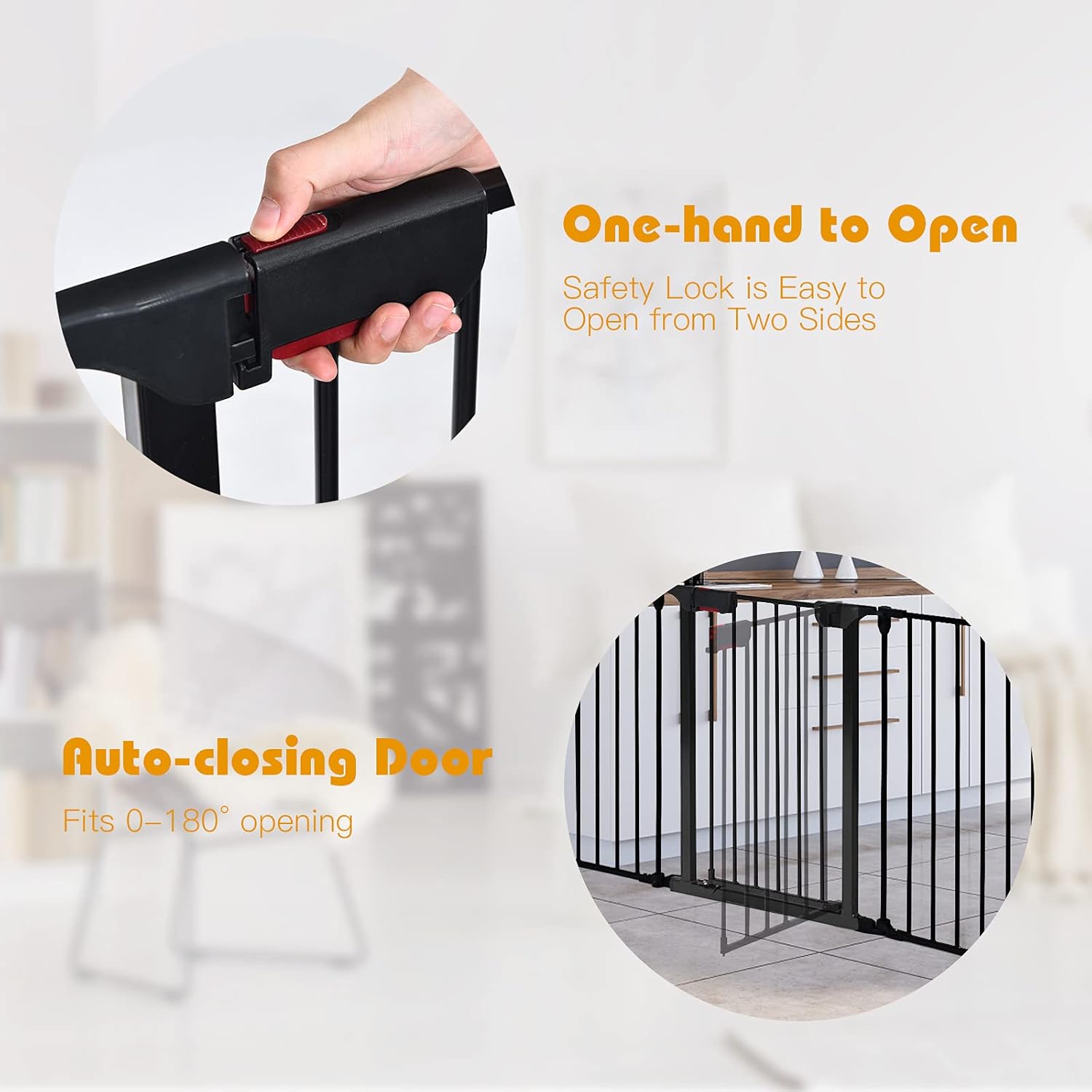 PETSITE 121" Extra Wide Pet Gate & Playpen, Folding Dog Fence with Walk-Through Door for House, Stairs, Fireplace, Black