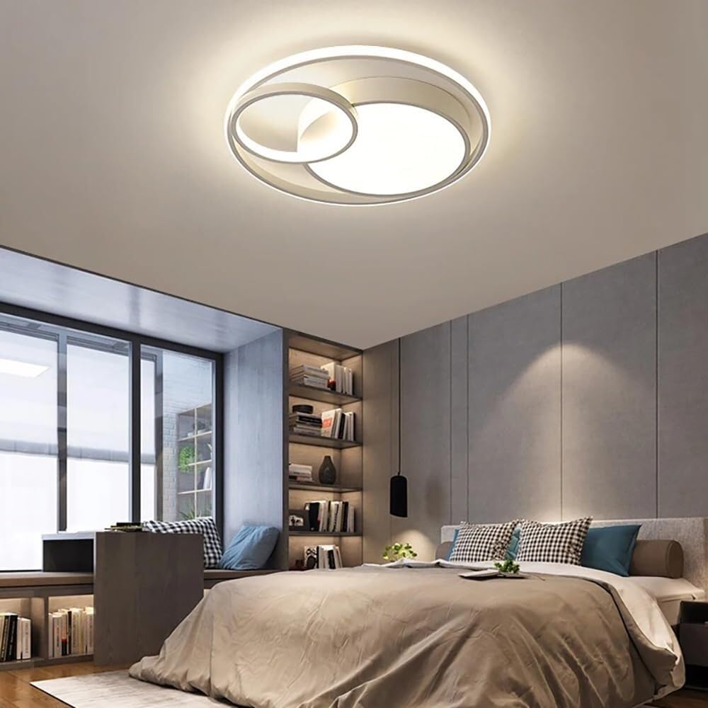 LYMSXAZOU Semi Flush Mount Ceiling Light LED 16.5 Inch Surface Modern Round for Kitchen Bedroom Hallway Closet Lamp(White 23.6in)
