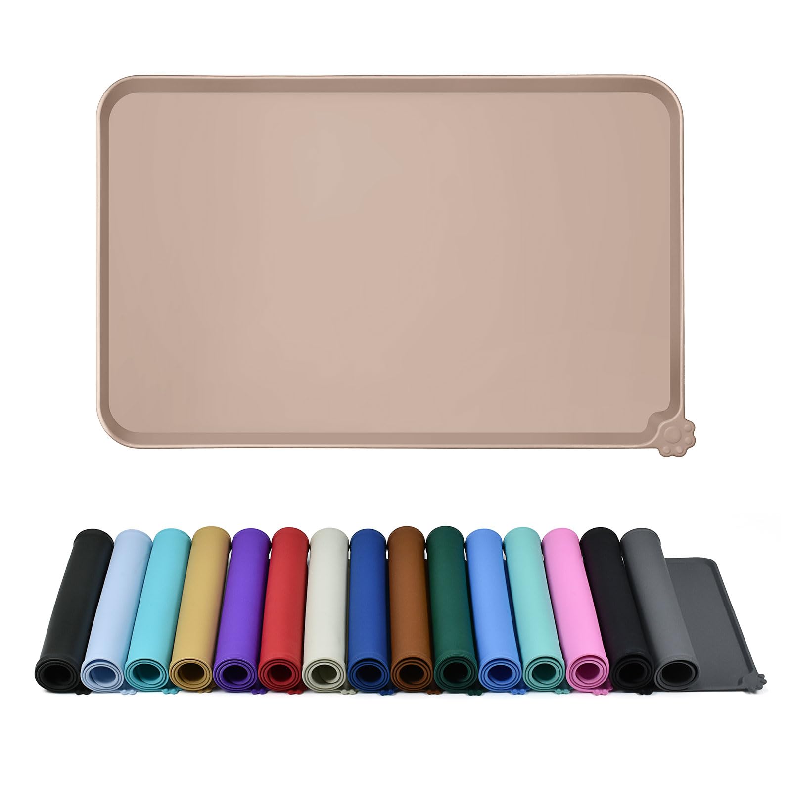 Reopet Waterproof Pet Feeding Mat, Non-Slip Silicone Placemats for Dog Cat Food and Water Bowl, High Raised Edges to Prevent Spills and Protect Floors — image 1