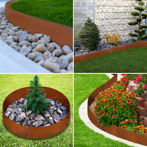Laveve Landscape Edging Border - Pre-Rusted Galvanized Steel Edge, No-Dig Hammer-In Metal Garden Edging With Clips For Lawn Yard Garden thumb #5