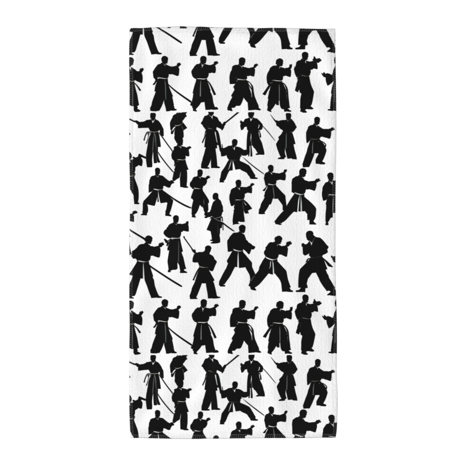 Oazcvbnn Unisex Black Silhouettes Of Martial Arts Print Extra Long Beach Towel Soft Comfortable Quick-Dry Gym Hiking Picnics Swimming