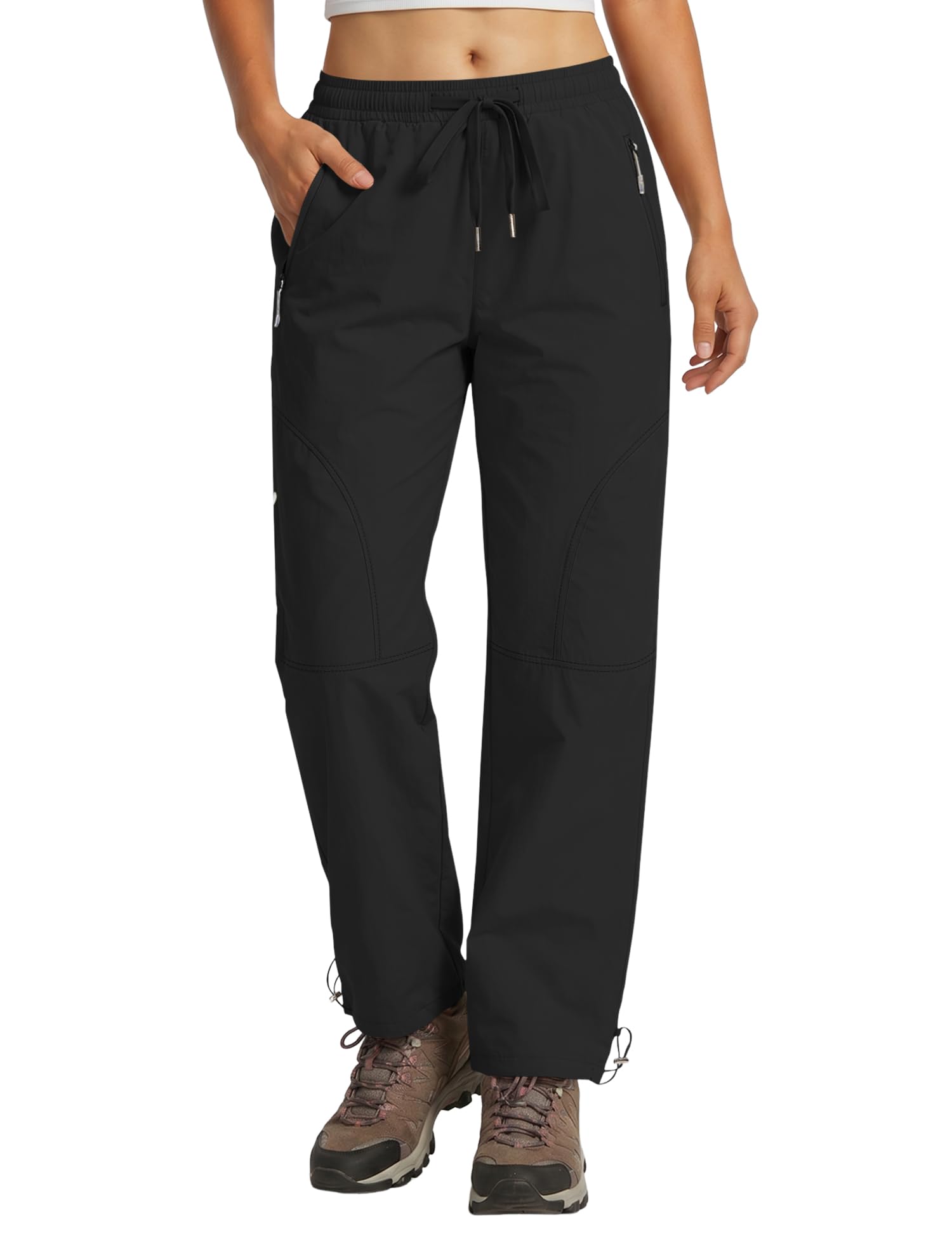 Rapbin Wanderhose Damen Outdoorhose Leicht Schnelltrocknend Atmungsaktiv Trekkinghose Funktionshose Sommer mit Reißverschlusstaschen