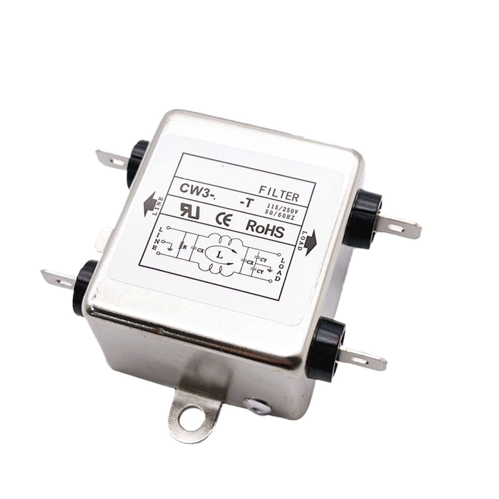 JJHQOKYNA Single-phase AC power filter purifier 220VC W1BL2 bipolar single pole 10A 6A 3A outlet type(CW3-3A-T Unipolar)