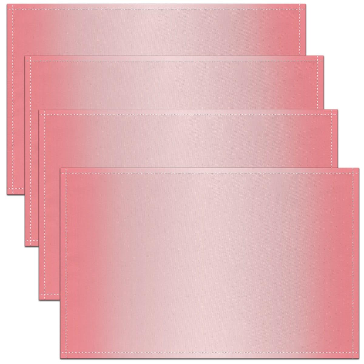 45X30cm Pink Gradient Style Table Placemat for Kids, Women, Men - Ombre White Washable Fabric Geometric Table Mats