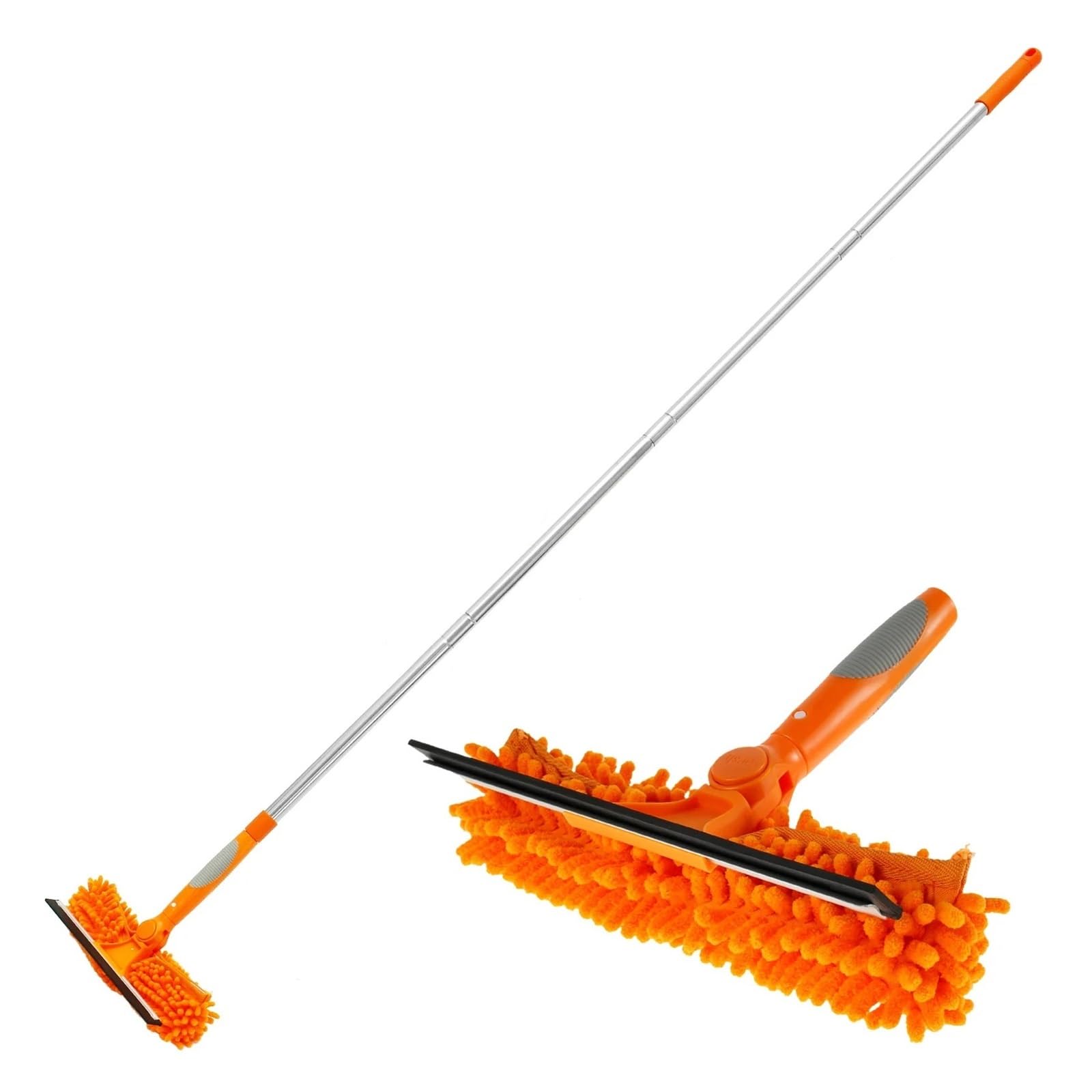 Limpiaparabrisas de Ducha Limpiador de Ventanas 2 en 1, Escoba, fregona, extensión 72 Pulgadas, Mango Largo, for Ducha, hogar, Juego Herramientas Limpieza Puertas Vidrio(4Pcs Cleaning Cloth)