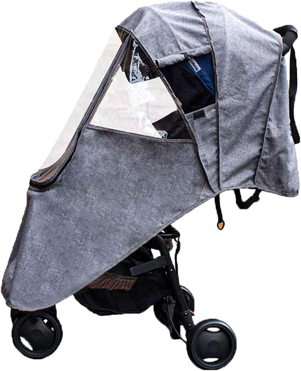 LaChaDa Stroller Cover Weather Shield Universal Waterproof Protection Umbrella Wind Dust Cover for Strollers(Grey)