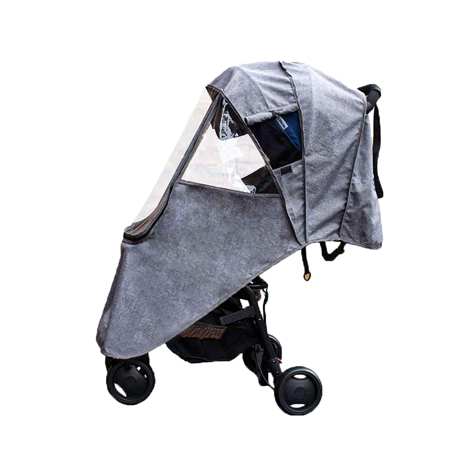 LaChaDa Stroller Cover Weather Shield Universal Waterproof Protection Umbrella Wind Dust Cover for Strollers(Grey) : Baby