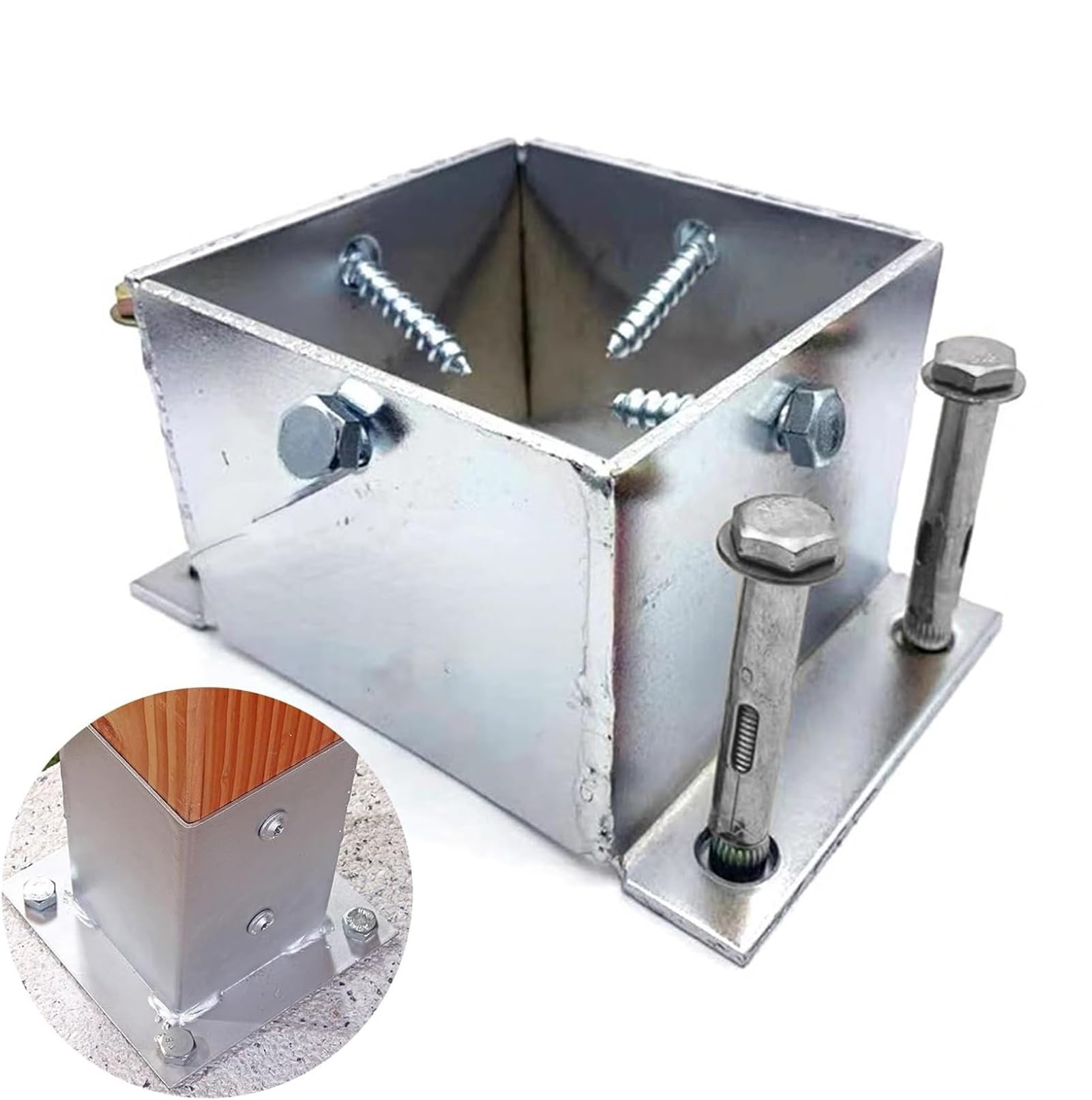 Soporte De Poste De Acero Inoxidable Base De Columna De Poste De Madera A Concreto 2x2, 3x3, 4x4, 5x5, 6x6, 7x7, 8x8 Pulgadas for Soportes De Barandilla De Porche(85x85mm(3.3x3.3 in))