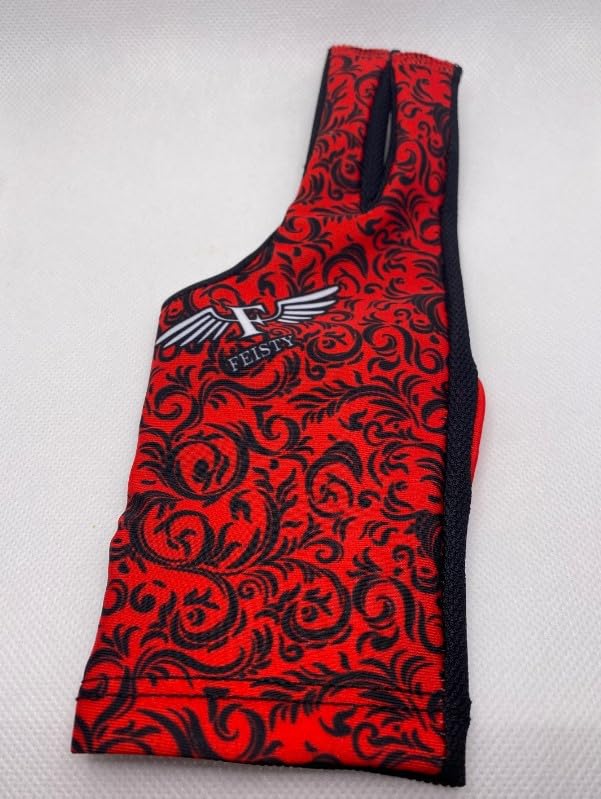Feisty Billiards - Roxi RED - Womans's Billiards Glove - Sublimation (Large, Left)