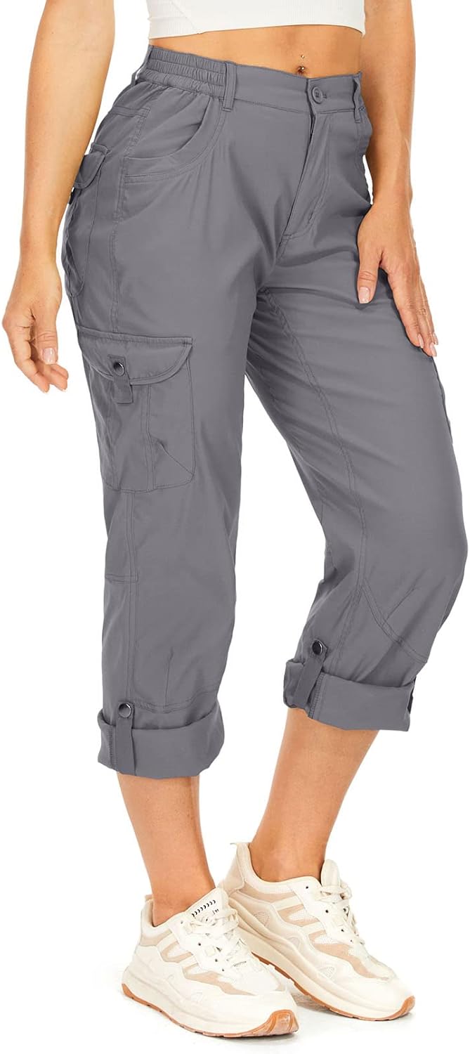 Toomett Women's Hiking Cargo Pants Convertible Quick Dry UPF50+ Waterproof Capri Fishing Safari Travel Pants - Image 3