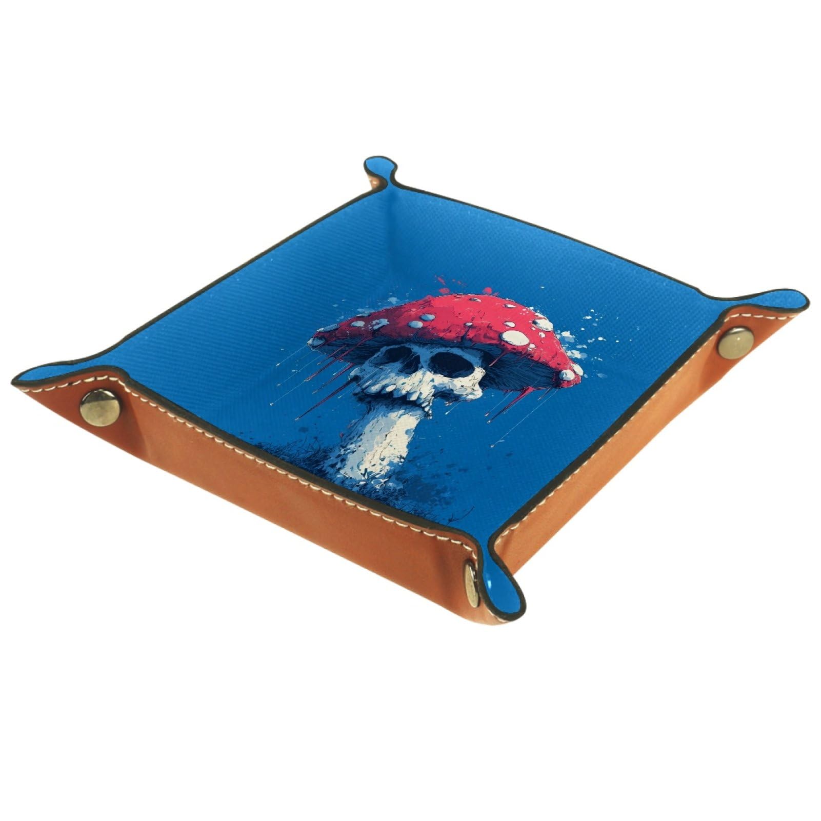 VAPOKF Skeleton Mushroom Dice Tray, Folding Microfiber Leather Dice Holder for Dungeons and Dragons RPG Dice Gaming D&D and Other Table Games