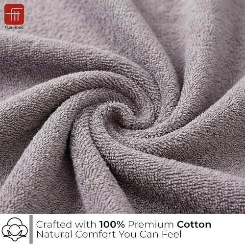 Image of 380 GSM 100% Cotton Highly Absorbent Light Weight Quick Dry Large Couple Bath Towel Set of 2(Dark Grey)