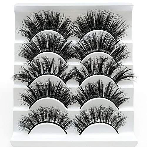 HBZGTLAD NEW 5 Pairs 3D Mink Hair False Eyelashes Criss-cross Wispy Cross Fluffy length 25mm Lashes Extension Handmade Eye Makeup Tools (Mixed)