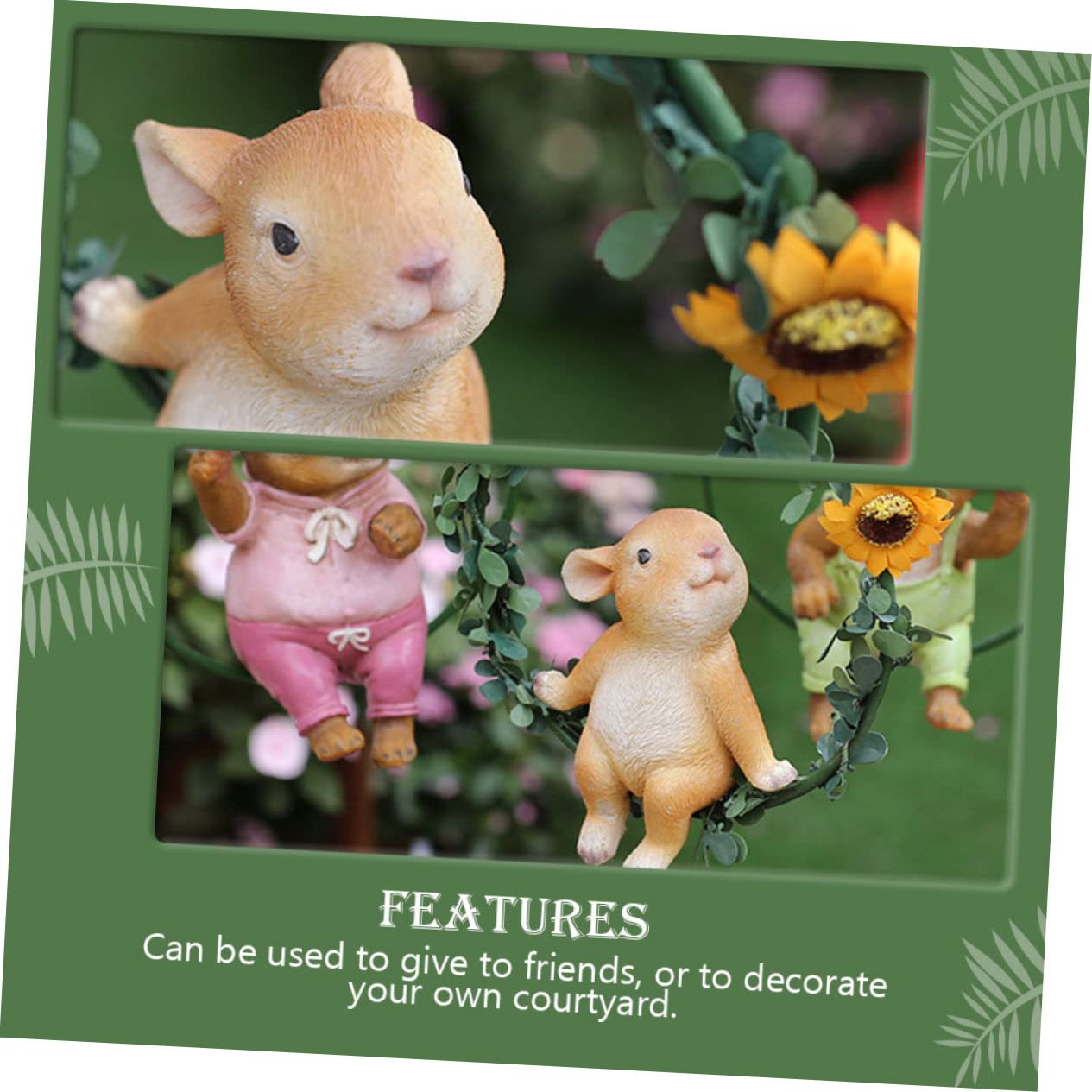 Toyvian 2 Pièces Ornement Lapin décor de Chambre de Lapin décor extérieur décorations d'arbres en Plein air de Plein air Peluche Figurines de Lapin de pâques Statue de Lapin Suspendu Métal