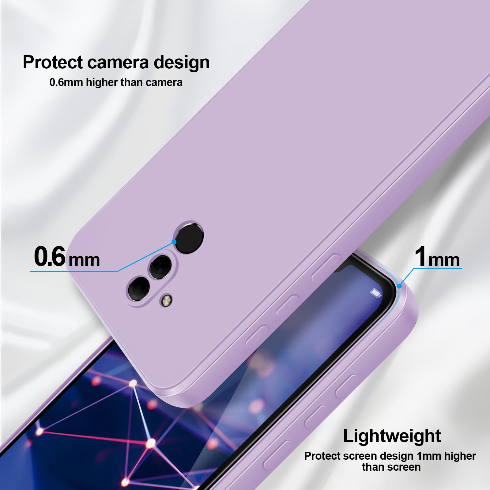 GiiYoon Coque pour Huawei Mate 20 Lite Case en Silicone, Etui de Protection Antichoc Etui Housse Silicone Ultra-Mince avec Couche Intérieure en Fibre et Protection pour Caméra, Violet - 4