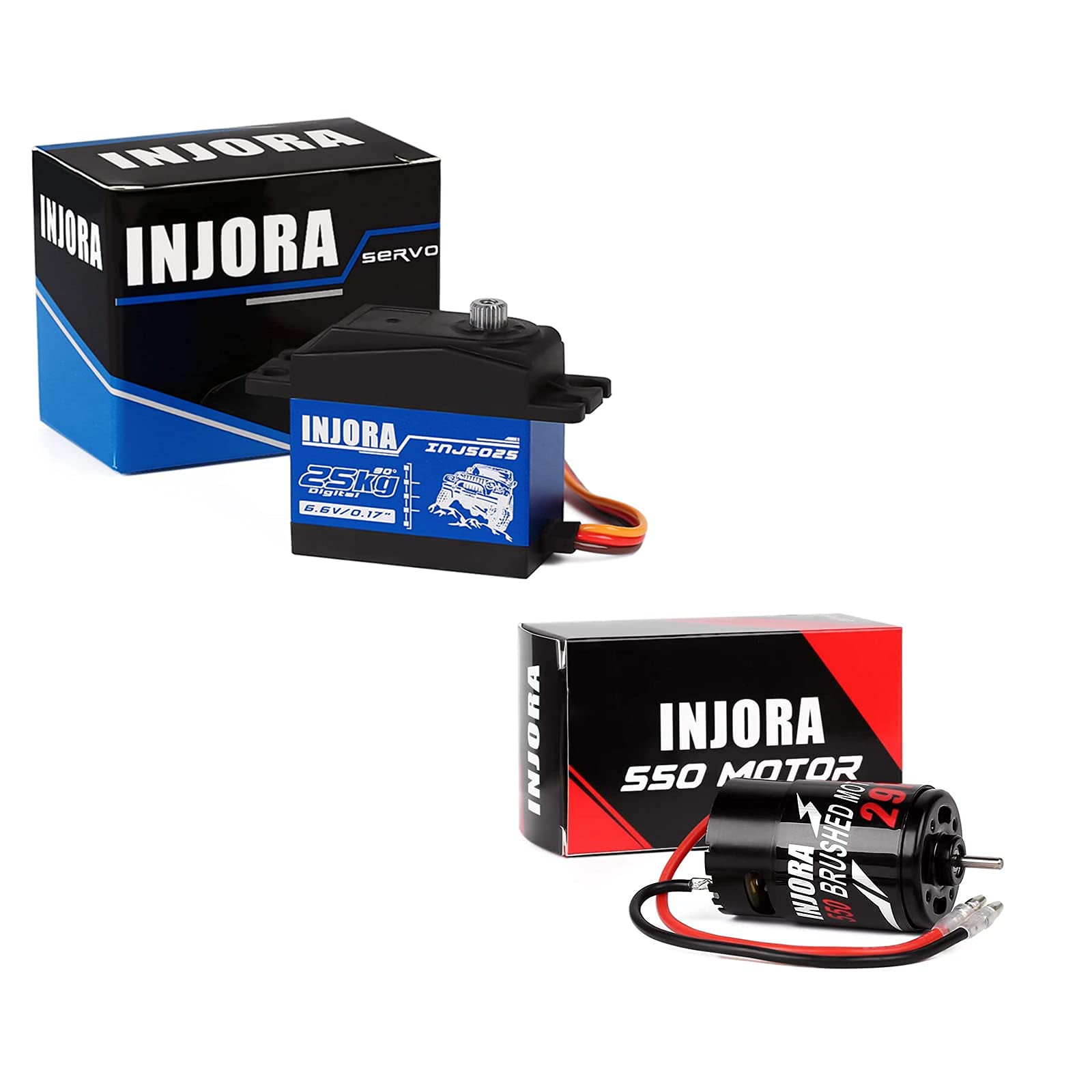 Buy INJORA RC Motor 550 Brushed Motor and Servo 25KG High Torque Servo ...