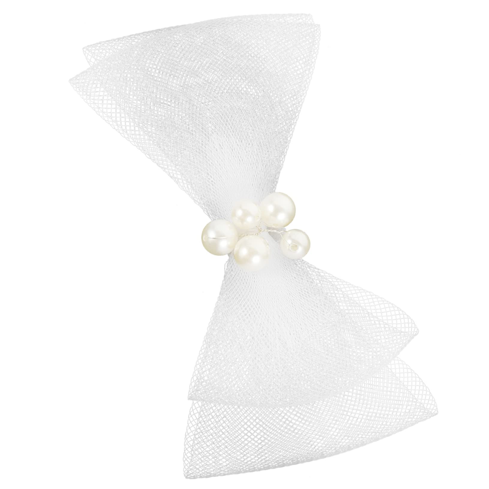 FRCOLOR 5pezzi Fermaglio Per Fiocco Con Perle e Tulle Accessorio Elegante Per Sposa e Cerimonie Per Acconciature Di Donne e Ragazze Resistente e Flessibile