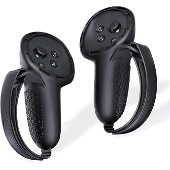 SUPERUS Controller Grips Cover for Meta Quest 3S/Quest 3 Anti-Slip Texture - VR Accessories for Meta Quest 3S/Quest 3 Silicone Controller Grip Covers with Adjustable Ankle Straps