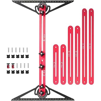 Stair Stairs Stencil Tool 10.5 to 60.5 Inch Adjustable Length Aluminium Alloy Stair Measuring Tool with Protractor and Scale Display Stair Gauge for Stairs Cushions and Dividers