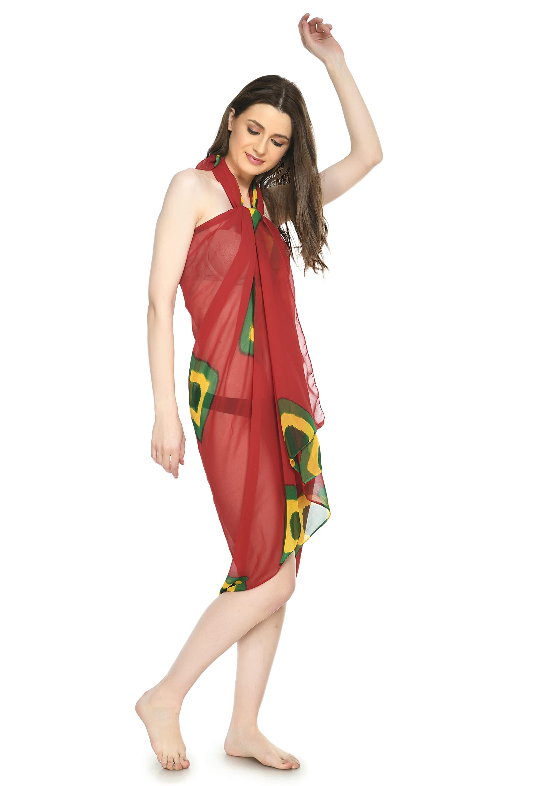 MIRCHI FASHIONWomen's Designer Bandhani Style Printed Beachwear Western Coverup Wrap Sarongs