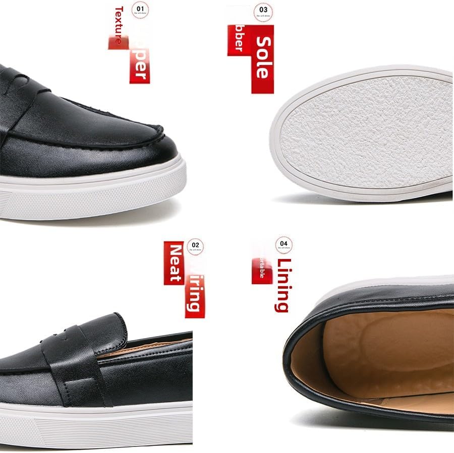 Men's Casual Dress Loafers & Slip-Ons Shoes Classic Hands Free Penny Formal Loafers Lightweight PU Leather Round Toe, Non Slip Business Shoes - Image 5