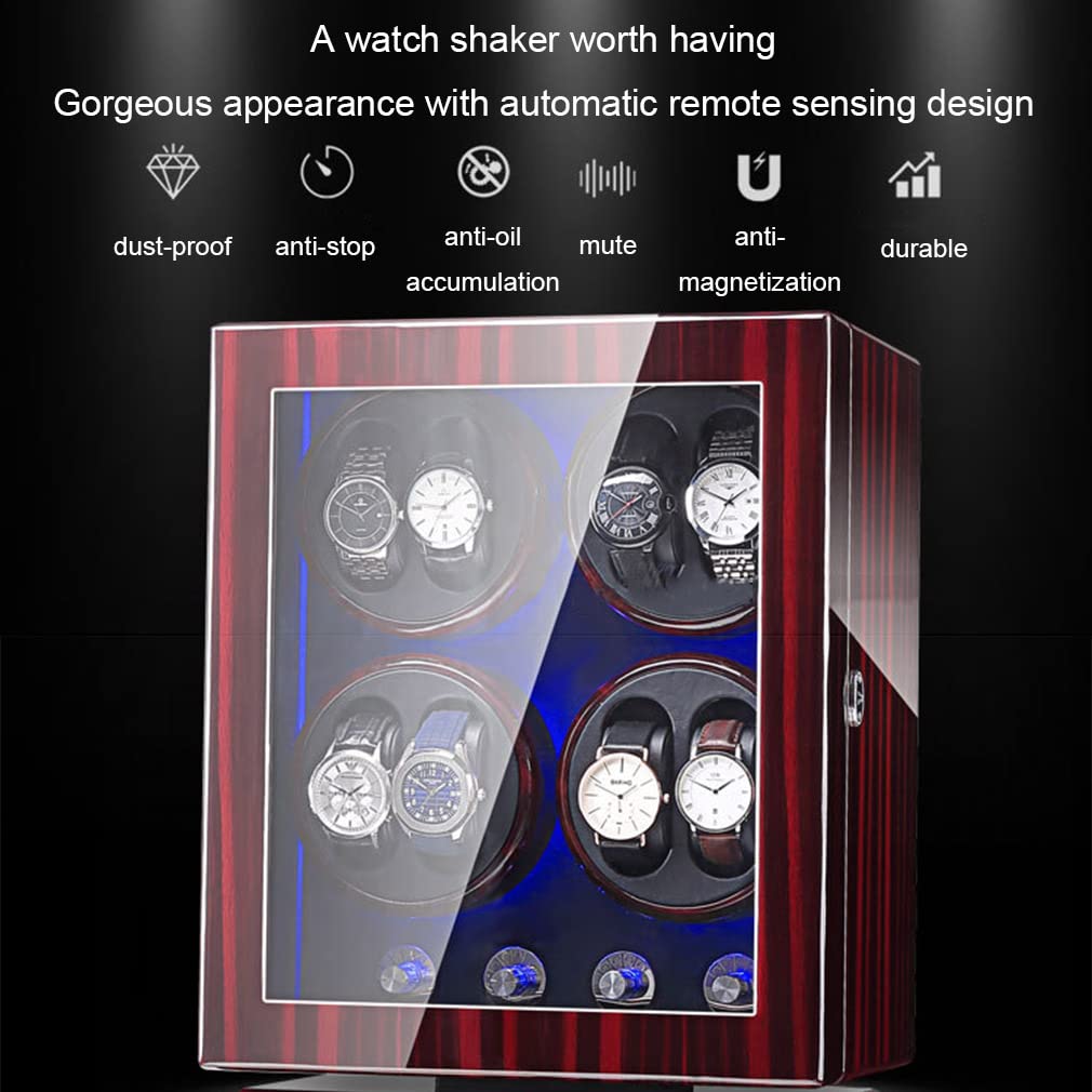Organizador de caja de reloj de lujo para hombres y mujeres: vitrina de cuerda para reloj 4+6 con almohadas flexibles y modo de control de 5 velocidades Beauty Comes