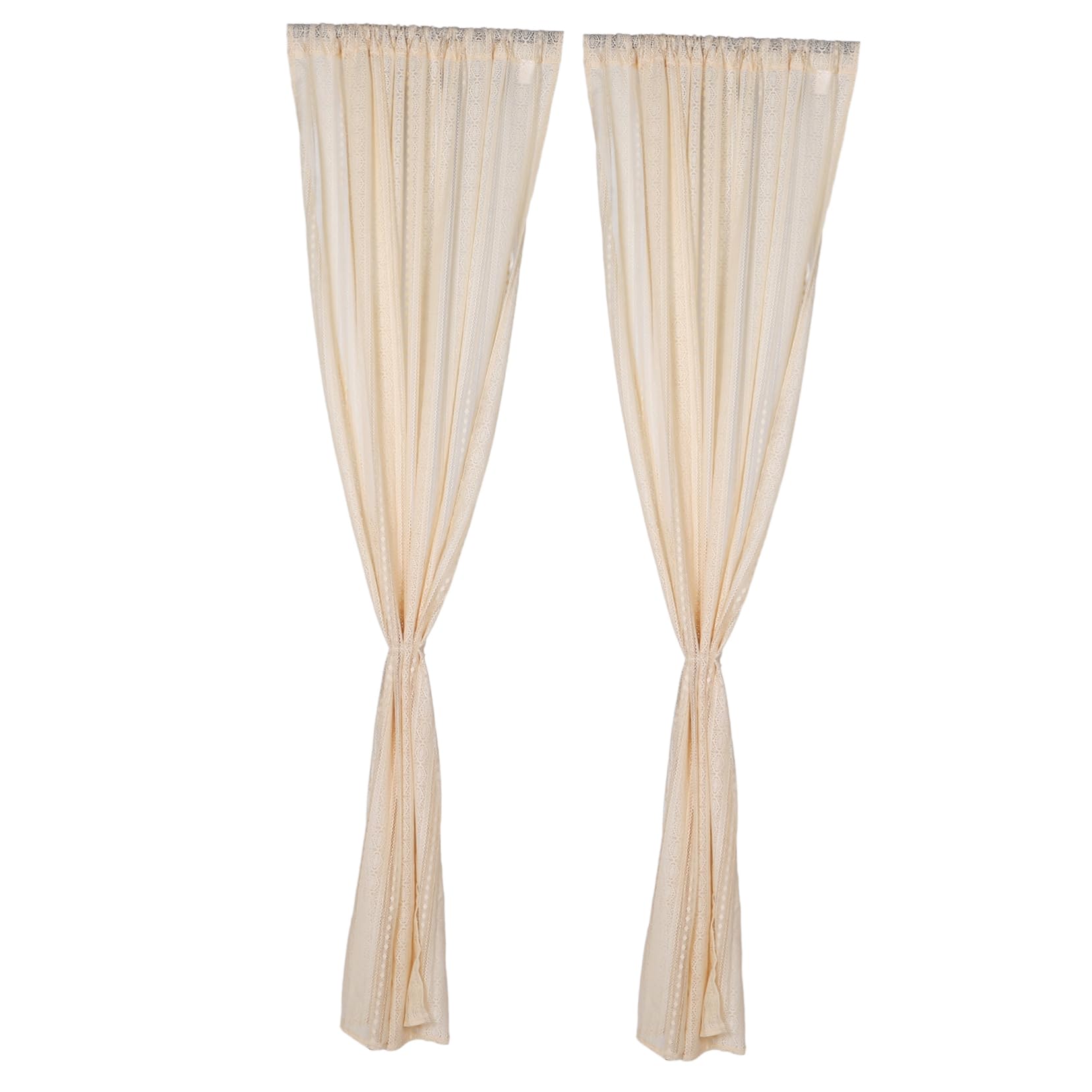 Voilages Lin Beige Salon et Chambre | Rideaux Boho Vintage Éclaircissants 2 Pièces