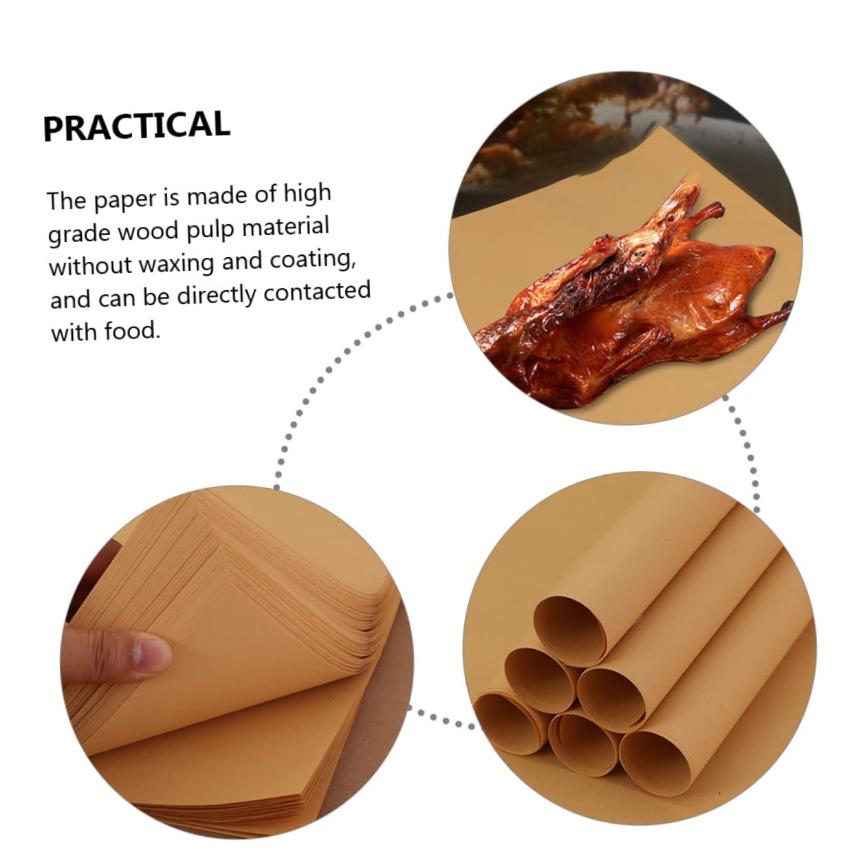Carta Alimentare per Alimenti 300 Fogli in Pasta di Legno Kaki