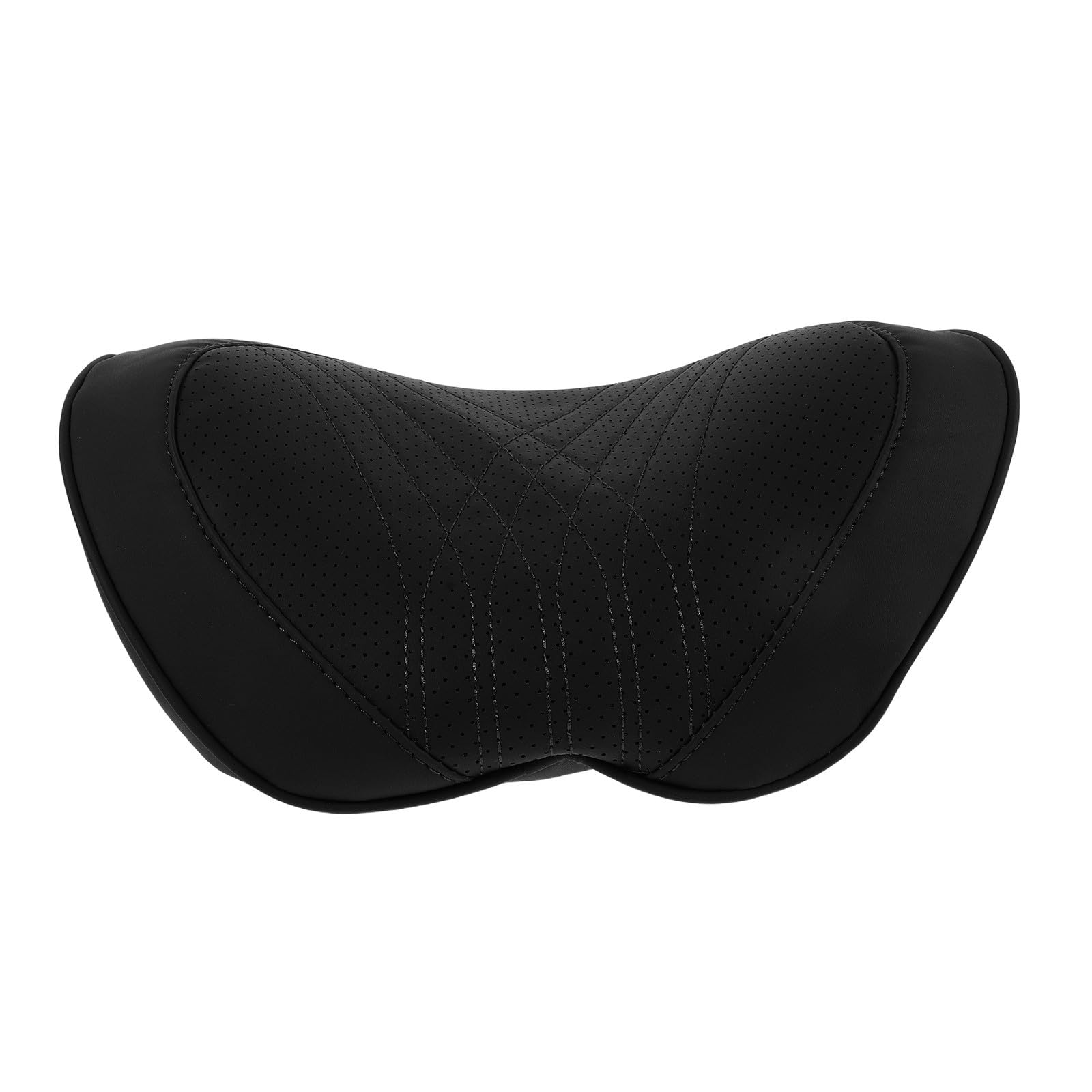 SHINEOFI Almohada Cervical y Soporte Ergonómico con Espuma Viscoelástica para Coche y Diseño Antideslizante, Funda de Cuero Negro para Viajes y Conducción